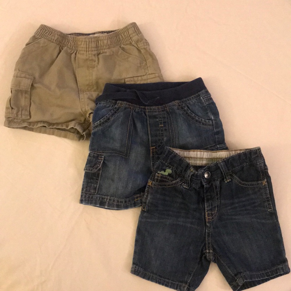 3/$12 toddler khaki and jean denim shorts
